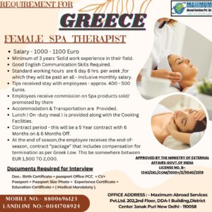 Female Spa Therapist Job Requirements